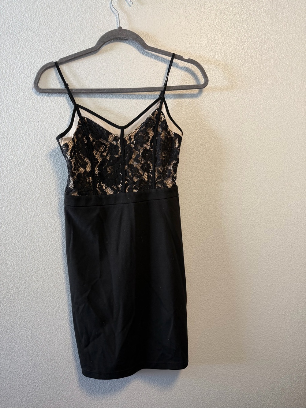 Forever 21 Black Lace Slip Dress with Nude Lining Detail